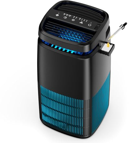 POMORON 4-in-1 Air Purifiers for Home, Air Ionizer Negative Ion Generator, H13 HEPA Filter, UV, Covers 1250 Ft² 99.97% Removal Rate for Pollen Smoke Pet Dander Air Cleaner for Bedroom, MJ002H, Black