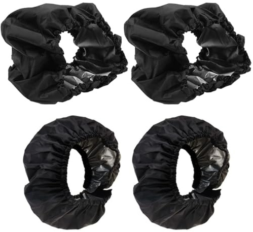 PLABBDPL Couverture de Roue de Poussette Infantile - 4 Pièces en Tissu Oxford, Anti-Poussière, Protection de Pied, Accessoires Bébé - Noir