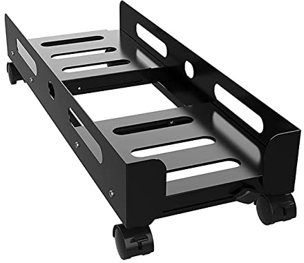 PC-stativ för golv, CPU Stål rullfäste for stationär torn, med låsande hjul PC rullställ, justerbar bredd, lämplig for PC eller stationär dator (Color : Black, Size : 63.6*(23 34)*14.1cm)