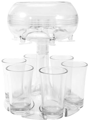 Dispensador de vasos de chupito acrílico, vertedor de vino de vidrio de imitación, dispensador de seis vasos, herramienta de bebida para vino, cerveza, whisky, café, té