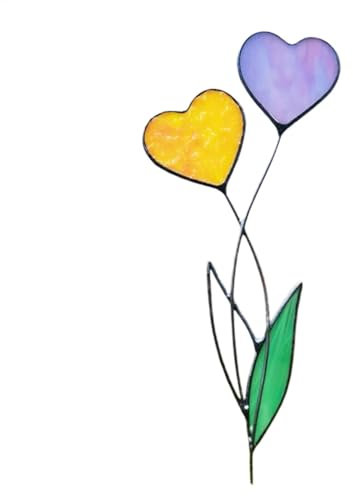 Spina colorata a forma di cuore in metallo | di fiori | Love cartello floreale, inserto da giardino, impermeabile e resistente alla corrosione, ornamento da giardino per vaso