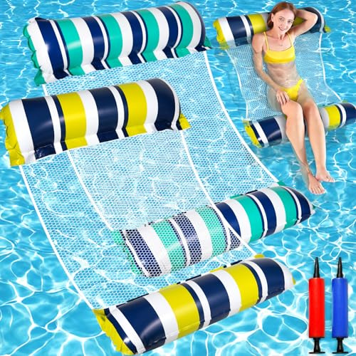 HYOJCWU Materassino Gonfiabile, 2 pezzi Galleggiante Da Piscina, Lettino Gonfiabile per Amaca D'acqua per Adulti, Zattere Galleggianti Portatili 4 in 1 per Acqua Da Nuoto, poltrona gonfiabile