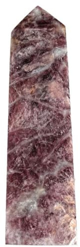 AGSHYWFT Lepidolite 4 facetterade enpunktskristalltorn | Naturlig läkande sten Obelisk ädelstensstav för Reiki Energy Chakra Grid Decoration