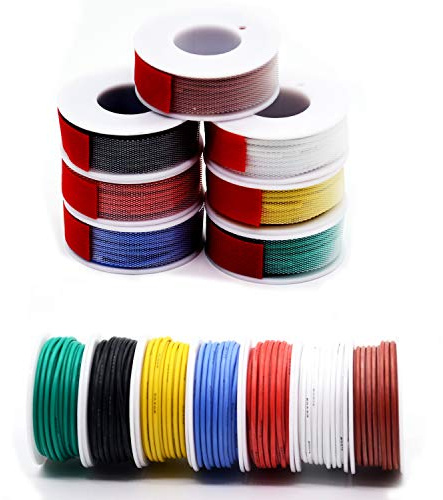 0.08mm² Cable eléctrico de silicona de 28awg 7 colores(cada color 13 metros) de cables de conexión Cable de cobre estañado trenzado sin oxígeno Resistencia a altas temperaturas