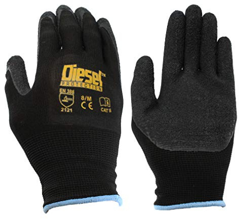 Diesel Protection Pro-Tekk Latex Foam Grip Coated Work Gloves (12 Pairs of Gloves, Size Medium)