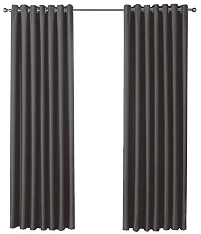Olivia Rocco Blackout Eyelet Curtains Black Out Thermal Ring Top Curtain Pair Window Treatment Living Room Bedroom, 46 (Width) x 54 (Drop) Charcoal