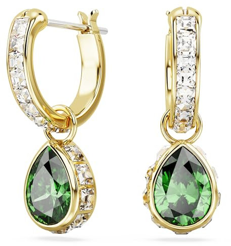 Swarovski Chroma Hängeohrringe, Grüne und Vergoldete Ohrhänger mit Strahlenden Swarovski Kristallen
