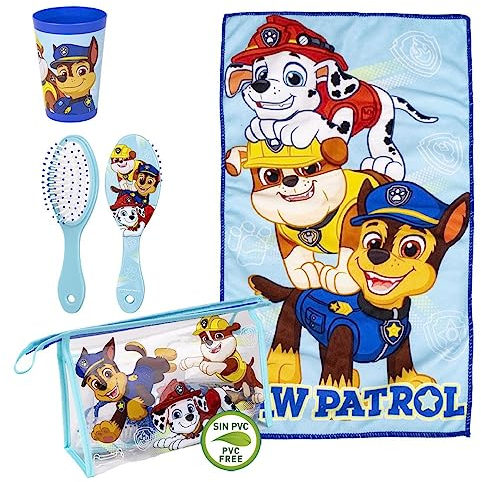 Neceser de Aseo de la Patrulla Canina - Cierre de Cremallera - 23 x 15 x 8 cm - Incluye Accesorios - Diseño Impermeable - Ideal para Llevar de Viaje - Producto Original Diseñado en España