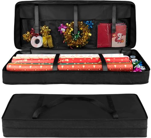 Borsa Portaoggetti per Carta da Regalo, 600d Oxford Cloth Organizzatore con 3 Scomparti, Impermeabile, 82 x 13 x 34 cm - Ideale per Natale