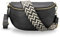 ADEL Bauchtasche Damen Echtleder Emma Gold Handgemachte Umhängetasche Crossbody Bag mit Optionalen Breiten Gemusterten Riemen Stylische Hüfttasche Made in Italy (Schwarz-Gold 3, Small)