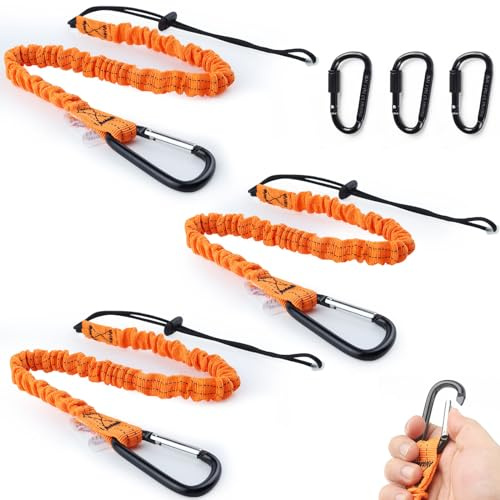 GZqiancang Cordón Para Herramientas,con Mosquetón,3pcs,Color Naranja | Retractil Cordón de Herramientas para Construcción, Trabajos en Altura, Alpinismo
