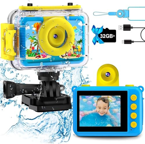 GKTZ Kinderkamera wasserdichte,Unterwasserkamera-1080P Selfie Digitalkamera Fotoapparat für Kinder, Spielzeug für 3-12 Jahre Jungen und Mädchen