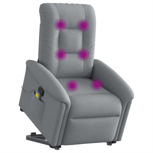 vidaXL Massagefåtölj med uppresningshjälp ljusgrå tyg