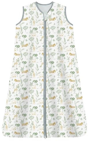 Chilsuessy Kinder Sommer Schlafsack 0.5 Tog Baby Sommerschlafsack aus 100% Baumwolle, Babyschlafsack Ärmellos Schlafanzug für Jungen und Mädchen, Tiere Wald, 130cm/Baby Höhe 120-140cm