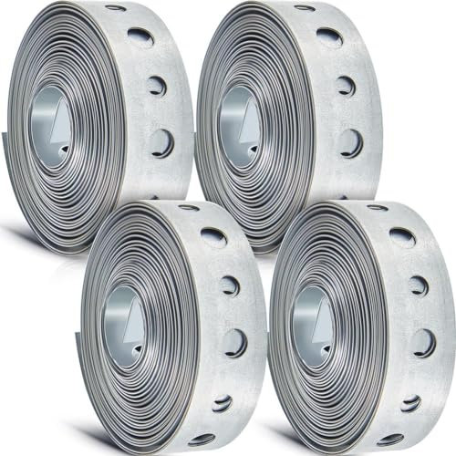 Mocturnity Sangle de Suspension Galvanisée en Métal avec Trous, 4 Pièces, 10 Pi de Longueur pour le Soutien et la Suspension de Tuyaux.