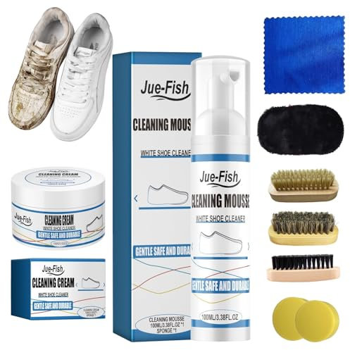 Znnhnn Sneaker Cleaner Set 9 in 1,Sneaker Reiniger,Premium Sneaker Reiniger Schuhreiniger-Set mit Bürste Schuhe Reinigungscreme und Handtuch zum Entfernen von Flecken und Schmutz