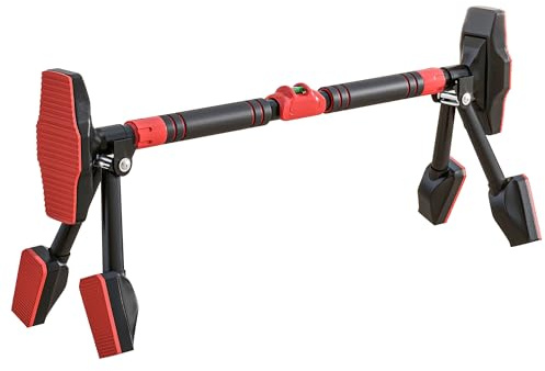 SPORTNOW Barre de traction réglable de 80 à 110 cm, barre de porte niveau intégré, structure triangulaire robuste, sans perçage, support à 6 points, poignées antidérapantes, jusqu'à 225 kg, noir