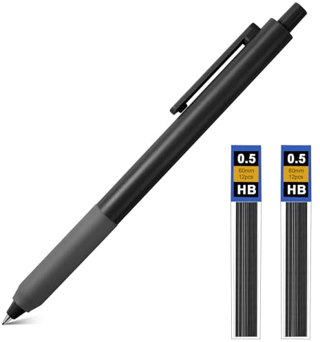 AOOSU 0,5 mm blyertspenna för ritning med 2 HB-minor, lämplig för barn, studenter, ritning, skiss, illustration, arkitektur och skrivning.