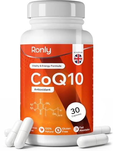 Ronly CoQ10 Supplement 100mg - 30 Capsules | Co Enzyme Q10 (Ubiquinone) | High Strength Antioxidant & Energy Support | Vegan Capsules | Made in UK | Halal & Kosher Friendly