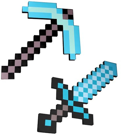 Afenau Gioco Spada e Piccone, 2 Pezzi Pixel Piccone e Spada per Il Gioco di Ruolo per Bambini, 45 cm Spada e Piccone Giocattolo per Bambini per Halloween, Carnevale, Regali di Compleanno