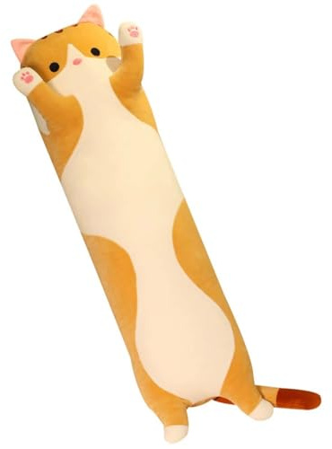 Eashaoo Long Cat Plush Pillows, Cute Kitten Stuffed Animal Soft Huggable Cushion, Hugging Fully Body Pillows, Gift for Birthdays, Christmas, and Children’s Day (90cm/36inch,Brown)