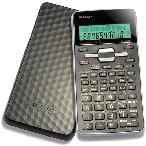 Sharp EL-531TGBBW 12-Digit Scientific/Engineering Calculator with Protective Hard Cover, LCD Display, Great for Students and Professionals, Black
