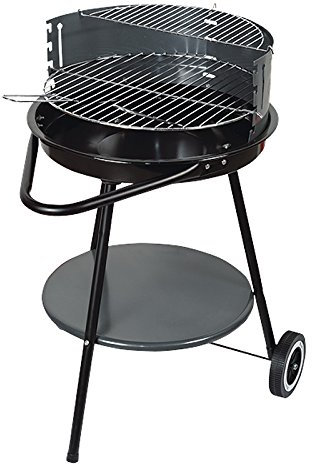 4U-Onlinehandel Grillvagn Ø49 x 80 cm rund grill kolgrill stående grill kolgrill trädgård grill BBQ