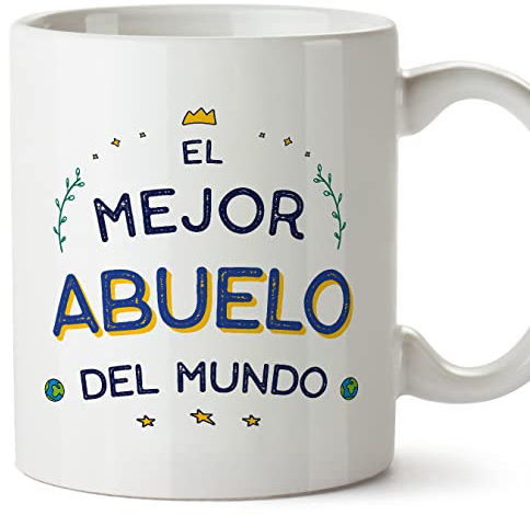 MUGFFINS Tazas para ABUELO - En Español - El Mejor del Mundo - 11 oz / 330 ml - Regalo original y divertido