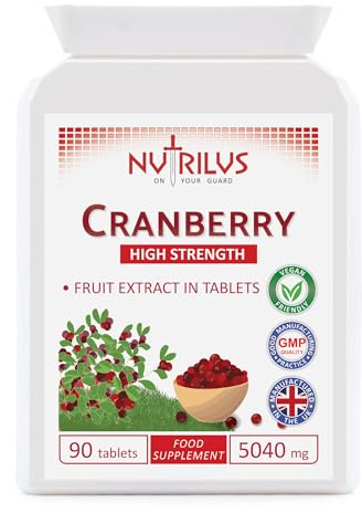 Nutrilus Cranberry Extract 90 Tablets 5040mg - High Strength - One Daily - UTI Prevention - Urinary Tract, Bladder Support