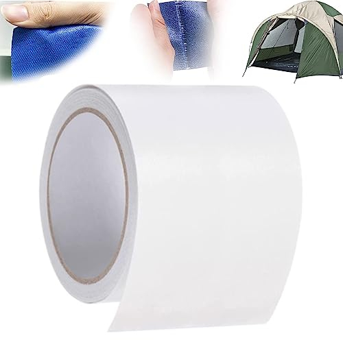 High Adhesive Tarpaulin Tape,Tent Repair Tape,Sun Protection Tape,Tarpaulin Repair Tape Waterproof High Temp,Universal 3 X 16.4ft Awning Linoleum Patch Repair Tape,for Tarpaulin,Awning,Tent (White)