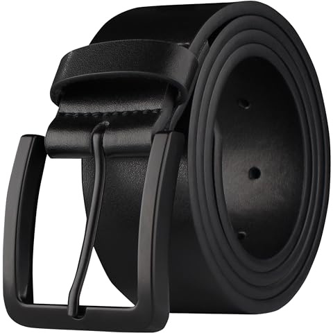 RAK SPORTSWEAR Ceinture en cuir pour hommes 100% véritable classique boucle de 40MM pour jeans décontractés pantalons habillés (Noire,105)