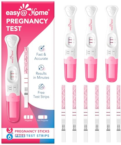 Easy@Home 9 Count Pregnancy Tests: 3 Early Detection Pregnancy Sticks & 6 Reliable Precise Pregnancy Test Strips - Instant Readings in Minutes | 9 Counts