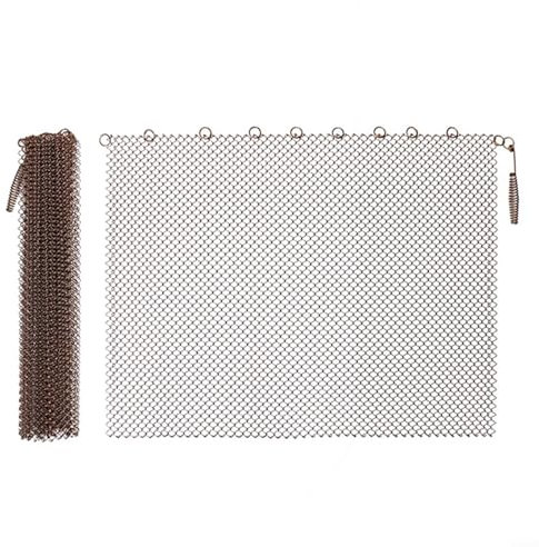Confezione da 2 tende a rete per camino, catene parascintille per focolare, tende in metallo da appendere per camini a legna domestici (61 x 45,7 cm)