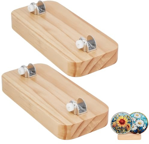 PH PandaHall 15cm Présentoir en Bois pour Pièce de Vitrail Support de Plaque Décorative en Verre Fusionné Rustique pour Carreaux de Céramique Assiettes Photos Objets de Collection Bureau à Domicile