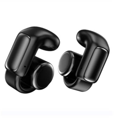 LOBKIN Auriculares de Clip, Auriculares Abiertos con Micrófono HD Incorporado Inalámbricos Bluetooth 5.4, Open Earbuds con Pantalla LED y 4GB de Memoria, 36 Horas de Reproducción (Negro)