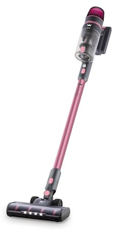 Swan x Lynsey SC15825QOC Cordless Stick Vacuum with 3 Speed Controls, Rechargeable Battery, Anti-Tangle Floorhead, Includes 2-in-1 Crevice Tool, Long Nozzle, Motorised Pet Tool, 29.6V, Pink