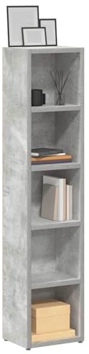 Tidyard CD-hyllor 2 st. Betonggrå 21 x 16 x 93,5 cm, trämaterial, CD-stativ, sparar plats, kontorshylla, dekorativ hylla för DJ-bibliotek