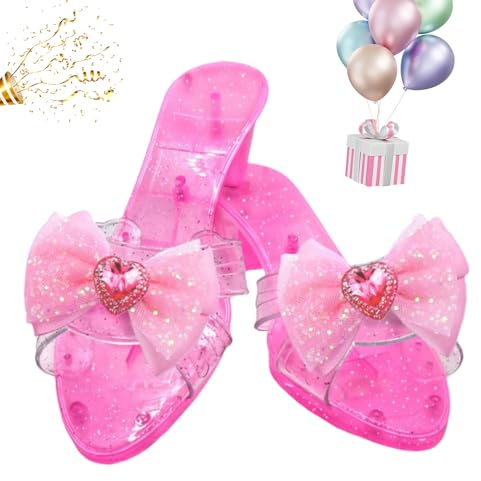 Chaussures De Princesse Fille Jouet, Chaussures A Talon Jouet Enfant, Sandales en Gelée, Paillette noeudss, Brillantes, Décoratives, Jeu De Rôle, Cadeau, Été, Fête des Enfant (18.5 X 6 Cm)