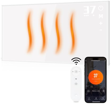 meoaow Infrarot Wandheizung, 450W Infrarotheizung Wandmontage mit Überhitzungsschutz Fernbedienung & App-Steuerung, 9h Timer, Energiesparend Elektroheizung für 10-15 ㎡ Schlafzimmer Badezimmer Büro