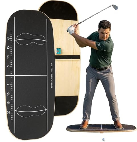 Golf Pressure Plate with Bottom Button Prompt Sound Function, Solid Wood Golf Weight Shift Board, Golf Balance Board Training Aid For Indoor Practice, Golf Training Equipment, Hampton Distribution