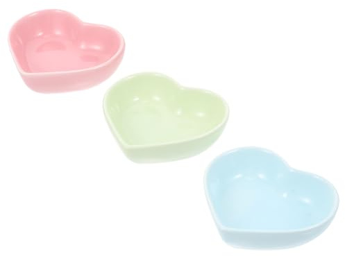 BESPORTBLE Set da 3 Ciotole in Materiale Vetrificato a Forma di Cuore per Alimentazione Criceti e Piccoli Animali, Facili da Lavare, Contenitori Decorativi per Cibo e Acqua
