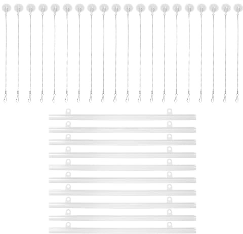 VILLFUL 10 set di ganci per poster da parete: asta per banner orizzontale da 40 cm con ganci adesivi, catena in metallo da 28 cm per poster da supermercato, decorazioni per ufficio, opere d'arte