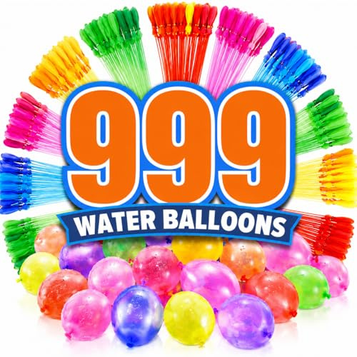 999 Water Balloons Quick Fill Self Sealing Outdoor Water Bombs for Kids | Fast Fill Self Sealing Water Balloons With O-Ring No Tie Design For Quick Outdoor Water Fights, Parties And Summer Fun