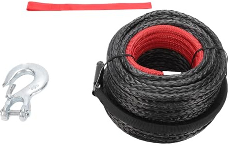 Dioche Cuerda Kit de Cuerda de Cabrestante de 30 M Línea de Cabrestante Sintética de 9 Mm X 30 M y 7,5 Toneladas con Gancho de Acero Resistente para SUV, Camiones y Vehículos