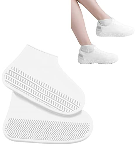 tooloflife Funda para zapatos, cubierta impermeable de silicona, antideslizante, reutilizable, lavable, adecuada para días lluviosos y nevados (Blanco, S)