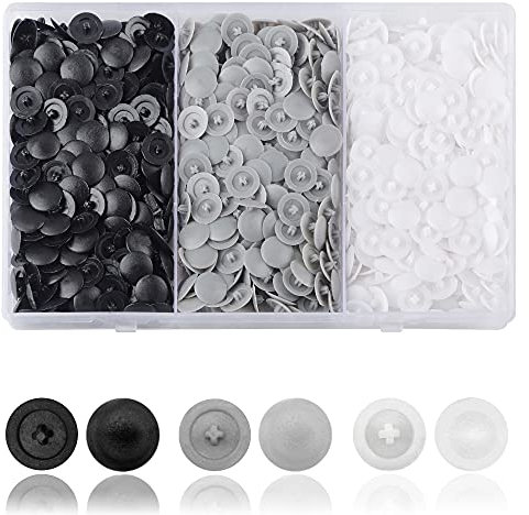 DesertBoy Abdeckkappen für Schrauben Kreuz Ca. 900 Stück Schraubenabdeckung Kreuzschlitz Abdeckkappen für 7-8mm kreuzschlitzschrauben(Schwarz, Weiß, Grau)