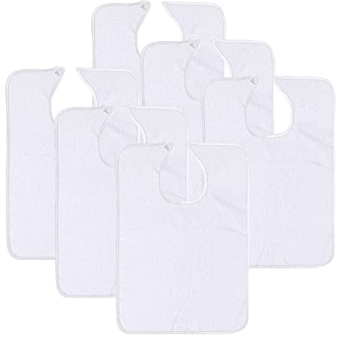 SIMPLI-MAGIC 6 Stück weiße Frottee-Lätzchen für Erwachsene