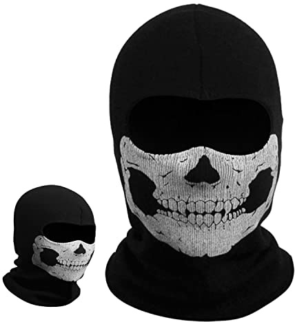 AYNKH Masque Balaclava Crâne Ghost Masque de Call of Duty Masque Noir Visage Plein Cagoule Vélo Skateboard Ski Cosplay Costume Taille Unique