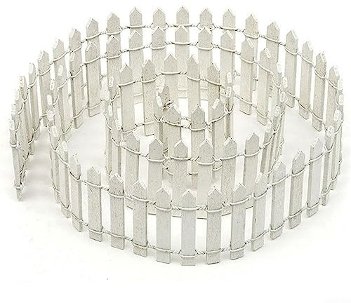 Mini recinzione in legno, 5 x 100 cm, decorazione paesaggistica, adatta per la casa e il giardino, accessori fai da te, bianco