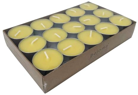 pajoma® Citronella Teelichter 30er Set im Alu-Cup | Duftkerzen im Naturkarton | Ø 3,8 cm | Frischer Sommerduft & angenehmes Lichtspiel